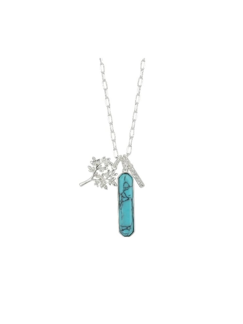 NEW Women's Tree of Life Pendant Necklace – Silver Plated, Turquoise Stone, 18"